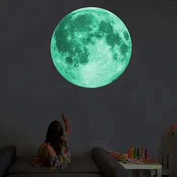 8/12/20/30 cm Shranjevanje Energije Fluorescentna Svetila V temi DIY 3D Luna Zemlja Stenske Nalepke za otroke Sobe Dekor Doma dekoracijo