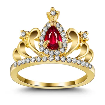 Klasične Krono Obroči za Ženske Kristalno Okrasnih Rose Zlata Luksuzni Poroko Posla Obljubo, Prstani, Nakit, Dodatki