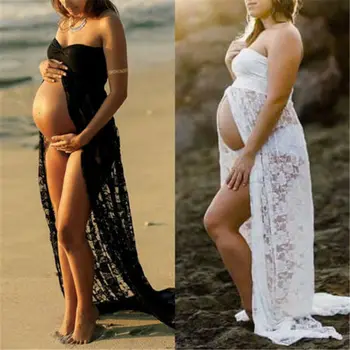 Plus Velikost noseča obleko Nekaj porodniškega fotografija rekviziti maxi obleke Čipke Obleko Modno fotografiranje, foto poletje obleko noseča