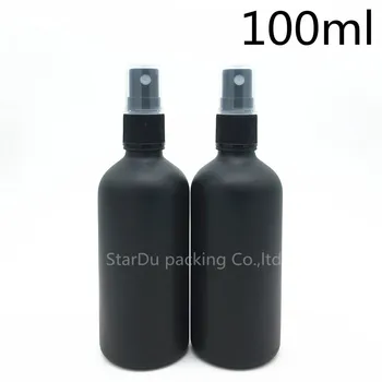 480pcs 100ml črno Motnega stekla steklenico s Črno plastično škropilnica, Eterično Olje Spray Steklene stekleničke parfuma