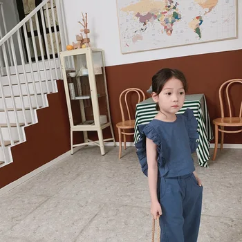 Nazaj V Šolo Obleke Starosti Za 3 - 8 Let Baby Dekleta Backless Telovnik+Hlače Kitajski Slog 2pcs Določa 2021 Nov Poletni Plaži Oblačila