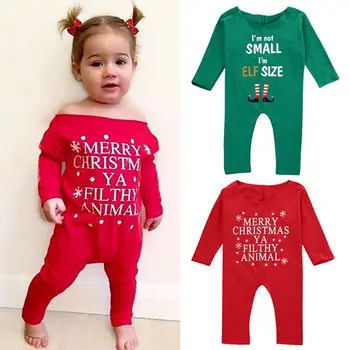 Božič Newborn Baby Dekle, Igralne Obleke Bombaž Božič Črke Oblačila Jumpsuit Za Malčke Romper Jumpsuit Obleko Sunsuit