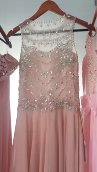 2020 Customed Roza Kroglice Kristalno Dolgo Obleko za Poroko Princesa Poročne obleke Večer Prom Stranka Halje Vestido De Praznik