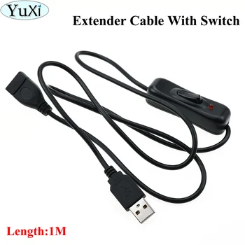 YuXi 1M Kabel USB 2.0 Moški-Ženska Stikalo NA OFF Kabel Preklop indikatorska Lučka Power Line Črno Bel Elektronika Datum Pretvorbo