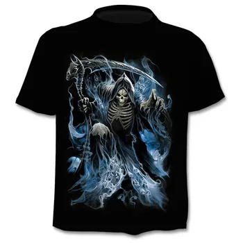 Lobanja T shirt Okostje T-shirt pištolo Tshirt Gothic srajce Punk Tee letnik rock t srajce 3d t-shirt anime moški stilov dropshipping
