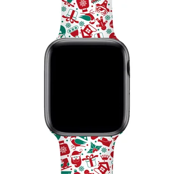 Risanka natisnjeni Božič silikonski trak za Apple Watch trak 44 mm 40 mm 38 mm 42mm za IWatch serije 6 5 4 3 2 1 gume zapestnica