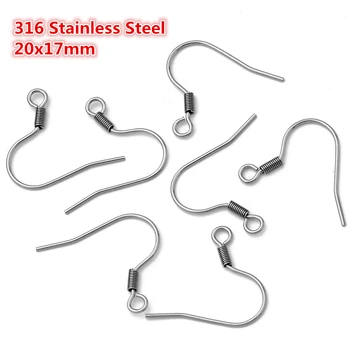 (Never Fade) 100pcs/lot 20x17mm Stainless Steel DIY Earring Findings Clasps Hooks Jewelry Making Accessories Earwire -Y4-32