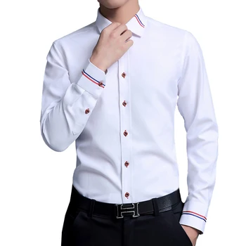 Čitljiva Priložnostne Socialne Formalno rokavi Moški z dolgimi Rokavi Poslovnih Slim Urad Majica moški Bombaž Mens Obleko bele Srajce 4XL 5XL