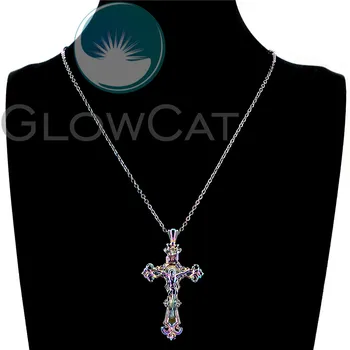 Ženske Ogrlica Mavrične Barve Jezus Križ Obesek Verske Obesek 50 cm Jekla Verige Ogrlica