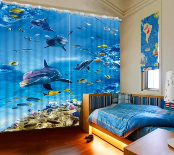 3d zavese Fotografije po meri vseh velikosti roman zavese za dnevne sobe ocean dolphin po meri blackout zavese zavese za dnevno sobo