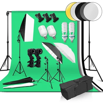 Foto Studio Softbox Lahka Kit 2x3M Ozadju Sistema za Podporo 4Pcs Ozadje Fotografije LED Luči Softbox Dežnik Nastavek za Stojalo