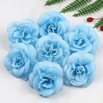 Lulang 20pcs Modra 4.5 cm Svile Dvignila Umetno Cvet Glave Poroko Domov DIY Venec Listov Obrti Simulacije Ponaredek Cvetje
