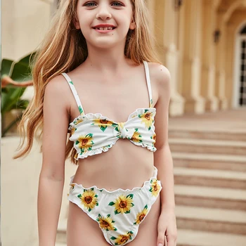 2021 Srčkan Nove Bikinis Otroci Kopalke Visoka Vitka Kopalne Obleke Plavati Povodcem Bikini Nastaviti Poletni Plaži Plavati Obrabe 130-160