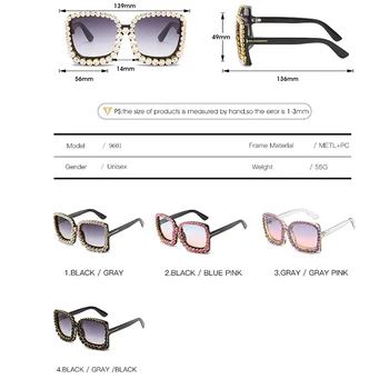 Luksuzni Nosorogovo Kvadratnih sončna Očala Ženske Mode Outdoor Prevelik Odtenki UV400 sončna Očala Najboljšo Prodajo-WT