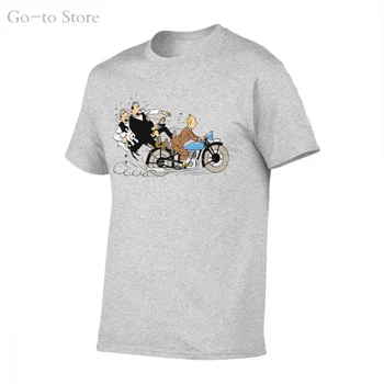 Moški Majica S Kratkimi Rokavi Nov Modni Priložnostne Majice Les Aventures De Tintin Et Milou Natisnjeni Grafika, Okoli Vratu, Zgornji Deli Oblacil Ženske