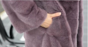 Nova naravna mink krzno plašč moda stojalo ovratnik antilop pravi mink krzno ženski celotni dolžini na dolgi odstavka jakna
