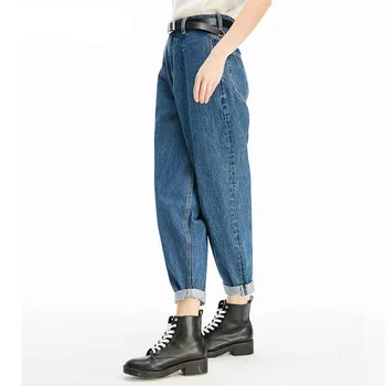 Idopy Ženska Priložnostne Vintage Oprana Blue Jeans Ženska Ohlapno Fit Jeans Plus Velikost Joggers Traper Hlače Za Ženske
