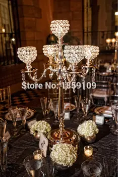10pcs/veliko/Zlatih 5 roke poroko centerpiece/ kristalna poroka dekoracija/eleganten kristalno poroko voltive 78 CM visok