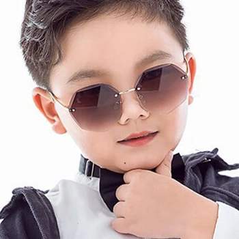 Otrok Srčkan Majhen Krog Rimless Okvir sončna Očala Otroci, Otroci Sivo Roza Rdeče Leče Moda Fantje Dekleta UV400 Zaščito Očala
