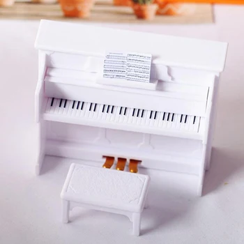 1:12 Lesenih Klavir Z Blatu Model Igra Igrače Oprema Lutke Miniature Za Lepe Lutke Nalepko Pohištvo, Igrače
