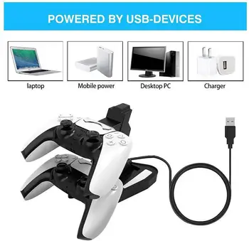 Krmilnik Polnilec za PS5 Dvojni USB Hitro Polnjenje Razširitvene Postaje Stand & LED Indikator za PS 5 Krmilniki