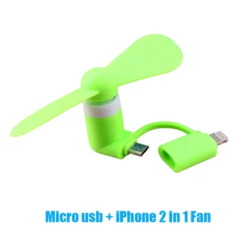 USB Ventilator Micro USB & 8 Pin 2 v 1 Mini Navijači Telefon Strani Ventilator za Samsung Android Mobilni Telefon Xiaomi Ventilator za iPhone 5s 5 6 6s 7 8