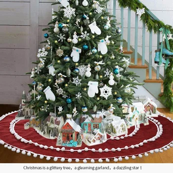 120 cm Božično Drevo Krilo Rdeče Perilo Božič Preprogo Pad Mat Doma Božični Okraski
