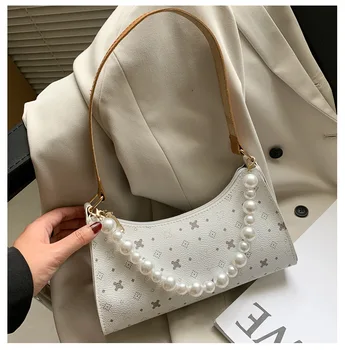 Francoske štruce torbici jeseni pearl štruce vrečko nov modni trend štruce vrečko tiskanje ene rame torbico