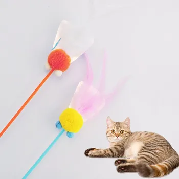 Smešno Pet Interaktivnih Teaser Mačka Palico Igrača, S Pisano Pero In Bell Mucek Izvajanje Usposabljanja Dodatki