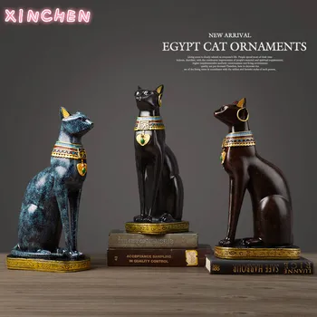 Egiptovski Mačka Smolo Obrti Vintage Doma Dekor Sodobne Letnik Baster Boginja Bog Faraon Figur Kip za Tabelo Okraski Darilo