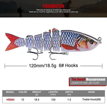 1pcs 12 cm 18.5 g Mini Fishing Lure Težko Vabe Multi Spojen Oddelkov Vabe Vaba 6 Ponaredek K8L8