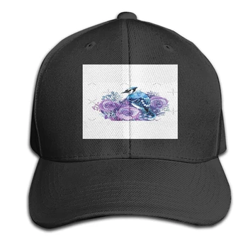 Blue Jay In Vijolične Rože Akvarel Svež Design Skp Zamotek Klobuk