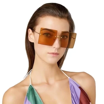Big Rimelss Kvadratnih sončna Očala Ženske 2020 Letnik Oversize brez okvirjev Gradient sončna Očala Ženska Seksi, Kul Odtenki Gafas de sol