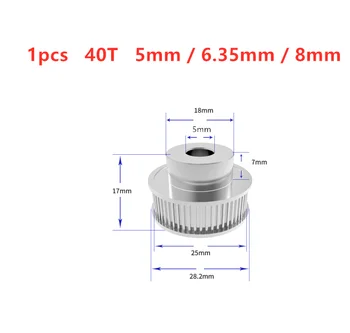 1pcs GT2 časovni pas kolo 40 zob 2GT aluminijasti deli timing kolo Luknja 5mm/6,35 mm/8 mm deli orodje orodje vijaki za 3D tiskalnik