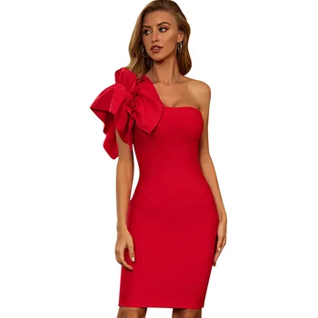 Obleke za Ženske 2021Robes de balOne Rami Obleko Amazon, EBay brez naramnic Seksi Rdečo Obleko za Ženske