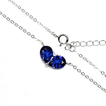 Vroče novih trendy modni modri kamen, ogrlico, obesek z verigo srebrni nakit royal modra korund ženske, darila brezplačna dostava