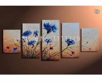Ročno Poslikane Abstraktno Sliko Slike Na Platno Sodobne Krajine Oljno Sliko Za Dnevna Soba Dekor Stenske Slike Modri Cvet
