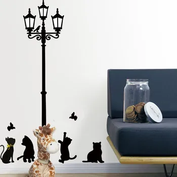 Mačke Ulica Lučka Sveti Stenske Nalepke so Odstranljive Umetnosti Vinil Dekor nepremočljiva Doma Decors Stenske Nalepke, vinilne Nalepke #25