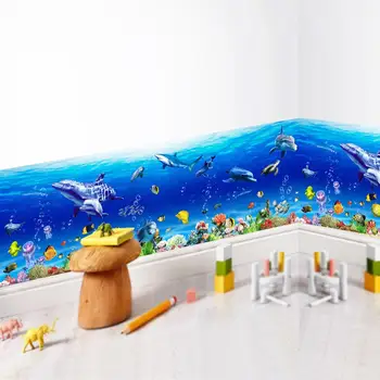 Podvodni pokrajino zidana krajine 3d zdrobljen stenske nalepke vinyl doma dekoracijo pogled na morje plakat ozadje