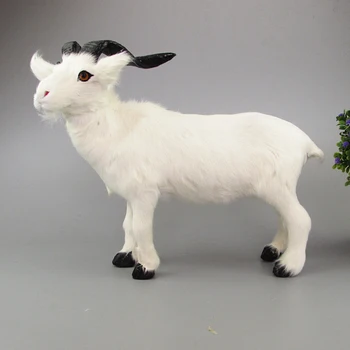 Velika 40x26cm bela koza pravi krzno ovac model ornament scene postavitev prop kmetiji dekoracijo darilo h1284