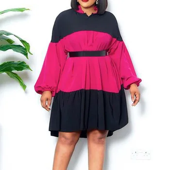 Zahodni Slog Ženske Obleke Pomlad Jesen Fashion Temperament Svoboden Priložnostne Oversize Afriške Preplete Stand-up Ovratnik