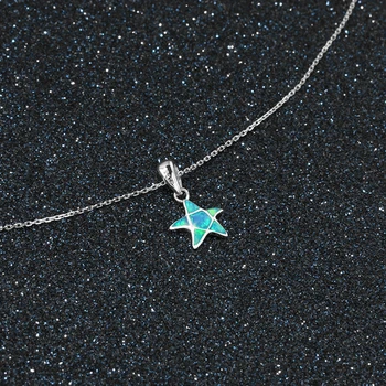 Novo Fine Nakit 925 Sterling Srebro Trendy Modra Opal Star Obesek Ogrlice Za Ženske Obletnico Srebrna 925 Nakit Darila