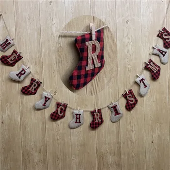 Božični okraski, banner Božič banner burlap nogavica oblikovan Božični okraski, unikatno ročno zašiti transparenti