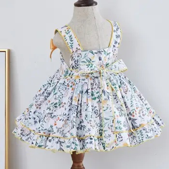 Poletje Letnik španski baby dekle Lolita Turčija Žogo Obleke lok špageti trak Rojstni princesa Obleko