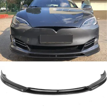 Ogljikovih Vlaken Sprednji odbijač Lip Spojler za Tesla Model S 70 D P85D 90D P100D Limuzina 4 Vrata 2016 2017 Spredaj Lip Spojler Brado Predpasnik