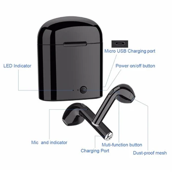 I7s TWS Brezžične Bluetooth Slušalke Stereo Slušalke Slušalka S Polnjenjem Polje Za iPhone 12 11 Pro Max Android, IOS Sistemi