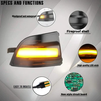 Par Dynamic LED Strani Krilo Rearview Mirror Blinker Teče Vključite Opozorilne Luči Zaporedno Indikatorska Lučka za Ford Focus MK2 C-MAX