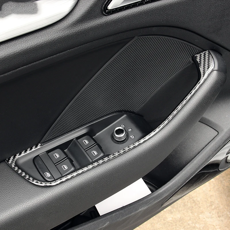 Pravi Ogljikovih Vlaken Avto Notranje Okno Nadzor Stikala Dekor Okvir Kritje Za Audi A3 S3-2016 Avto Styling Nalepka