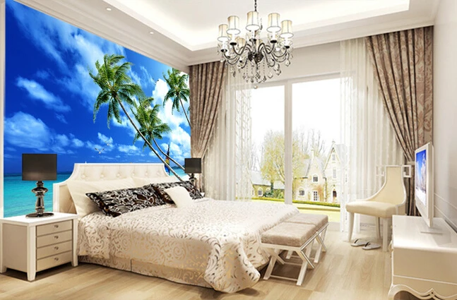 Po meri steno stensko pokrajina, plaže zidana za dnevno sobo, spalnico, TV ozadju stene nepremočljiva vinil de papel parede