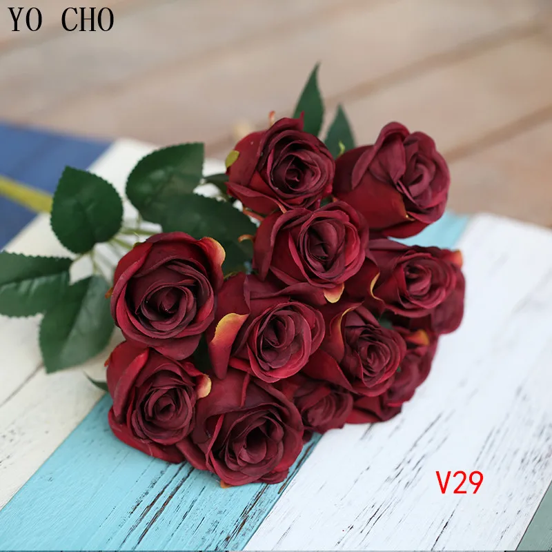 YO CHO Lep Modni Vrtnice Umetno Cvetje, Šopke Rose Cvetje, Okrasne Rože Venci Doma Poroko Notranjo Dekoracijo